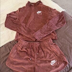 Nike Air Maroon Velour Set
